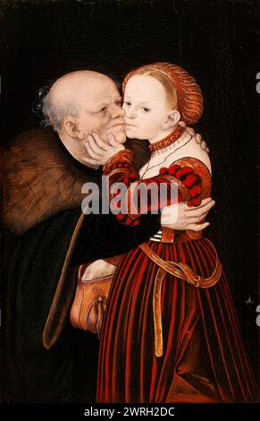 The Ill matched Couple, ca 1530. Found in the Collection of the National Gallery, Prague. Stock Photo