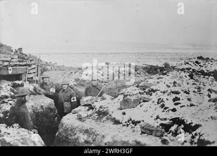 First Aid Station, American Trenches, 1917 and 1918. A first aid station near American trenches during World War I. Stock Photo