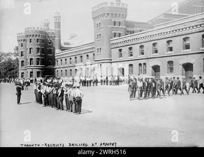 Toronto recruits drilling at armory, between c1914 and c1915. Canadian soldiers drilling at the armory, Toronto, Canada, during World War I. Stock Photo