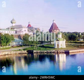 View of the [Solovetskii] monastery from the inn, Solovetski Islands, 1915. Stock Photo