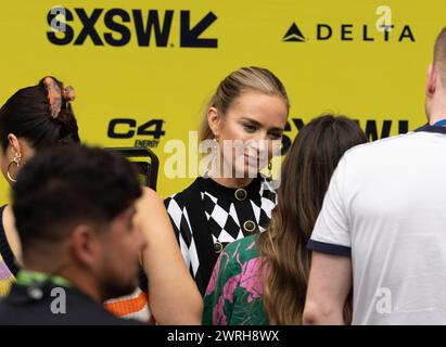 Austin, Tx, USA. 12th Mar, 2024. Actress EMILY BLUNT, who plays Jody Moreno in the new movie ''The Fall Guy'' walks the red carpet outside the Paramount Theater in downtown Austin at the movie's South by Southwest (SXSW) premiere on March 12, 2024. (Credit Image: © Bob Daemmrich/ZUMA Press Wire) EDITORIAL USAGE ONLY! Not for Commercial USAGE! Stock Photo