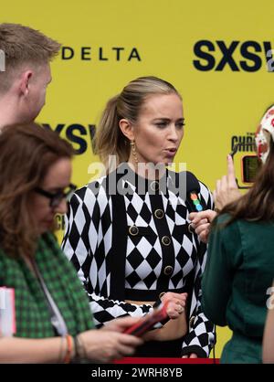 Austin, Tx, USA. 12th Mar, 2024. Actress EMILY BLUNT, who plays Jody Moreno in the new movie ''The Fall Guy'' walks the red carpet outside the Paramount Theater in downtown Austin at the movie's South by Southwest (SXSW) premiere on March 12, 2024. (Credit Image: © Bob Daemmrich/ZUMA Press Wire) EDITORIAL USAGE ONLY! Not for Commercial USAGE! Stock Photo