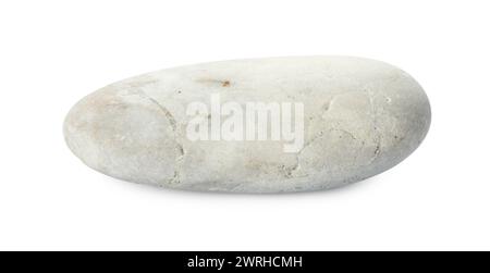 One light stone isolated on white. Sea pebble Stock Photo