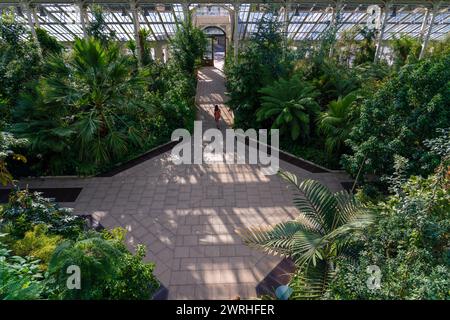 This is an aerial view of the Temperate House, a famous greenhouse and popular travel destination in Kew Gardens on August 08, 2022 in London, United Stock Photo