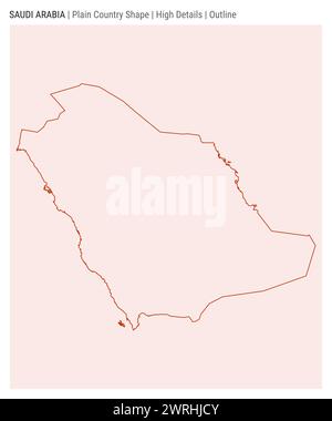 Saudi Arabia plain country map. High details. Outline style. Shape of Saudi Arabia. Vector illustration. Stock Vector