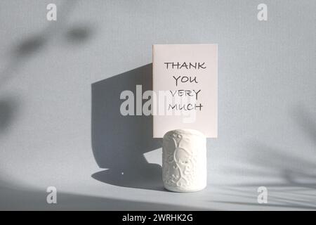 Thank you very much, words on a white card. Stock Photo