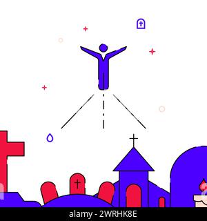 Jesus, Savior filled line vector icon, simple illustration, related bottom border. Stock Vector