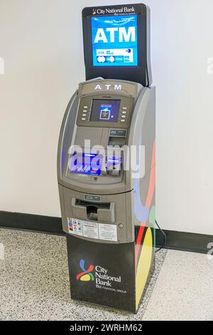 Miami Florida,Miami International Airport MIA,inside interior terminal,City National Bank ATM,self-service,sign signs information,promoting promotion Stock Photo