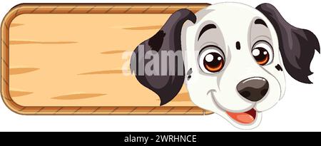 Cartoon dog smiling over a blank signboard. Stock Vector