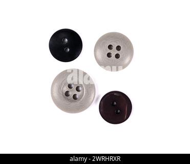 sewing buttons set and collection isolated on white background Stock Photo