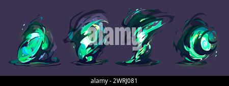 Wind Vfx Vector Tornado game vortex ui vfx. Storm blast trail cartoon vector spell ...