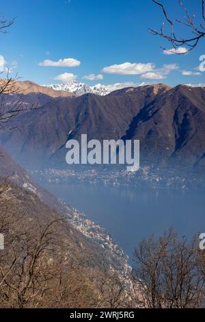 Air pollution, smog, Torno, Lago di Como, Lake Como, Lombardy, Italy Stock Photo