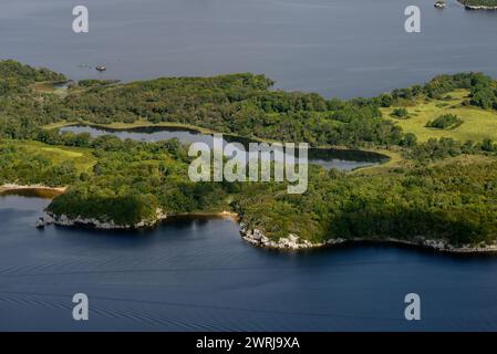 Doo Lake or Doo Lough between Muckross Lake and Lough Leane or Lower Lake as seen from Torc Mountain in Killarney National Park, County Kerry, Ireland Stock Photo