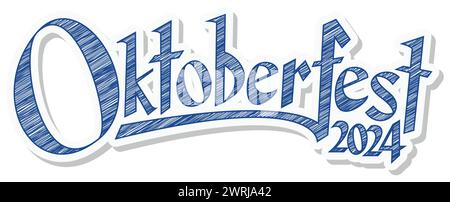 blue and white header with scribble pattern and text Oktoberfest 2024 Stock Vector
