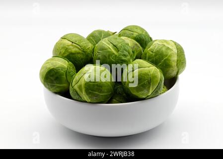 Fresh Brussels sprouts isolated on white background. Stock Photo