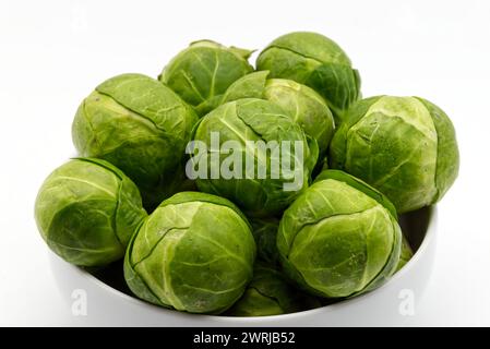 Fresh Brussels sprouts isolated on white Stock Photo