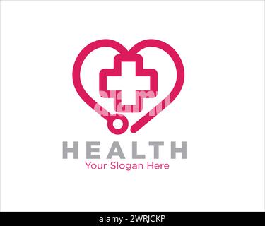 love health care logo designs simple modern for medical service Stock Vector