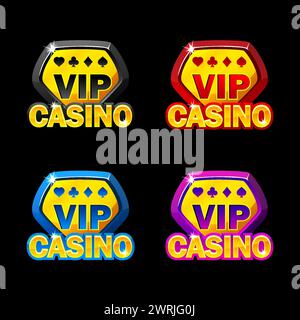Set of icons for VIP casino in different colored Stock Vector