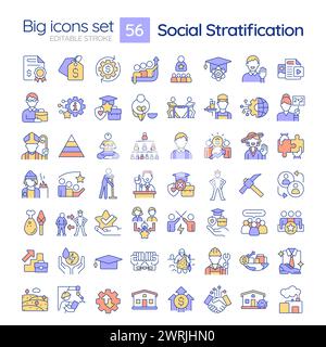Social stratification RGB color icons set Stock Vector