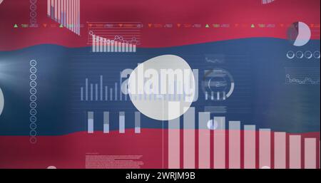 Image of data processing over flag of laos Stock Photo