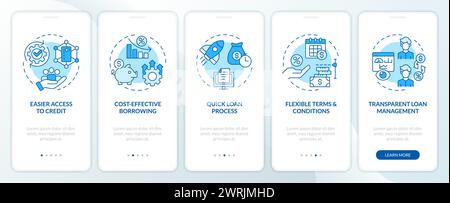 P2P for borrowers blue onboarding mobile app screen Stock Vector