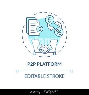 P2P platform soft blue concept icon Stock Vector