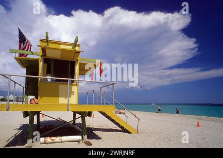 USA florida miami south beach art deco district lifegard hut Stock Photo