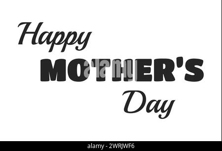 Happy mother day black and white 2D line cartoon greeting text Stock Vector