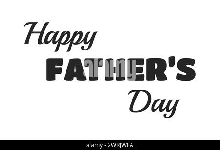 Happy father day black and white 2D line cartoon greeting text Stock Vector