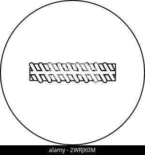 Reinforcement rebar icon in circle round black color vector illustration image outline contour line thin style simple Stock Vector