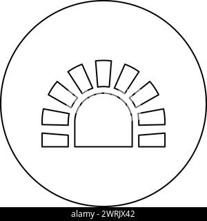 Stone stove brick oven fireplace fireplace for cooking and baking furnace traditional icon in circle round black color vector illustration image Stock Vector