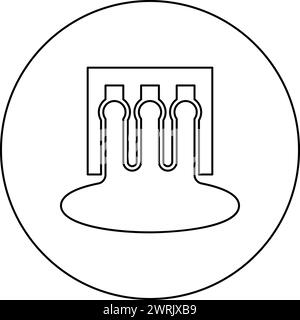 Hydro dam hydroelectric water power station hydropower energy technology plant powerhouse icon in circle round black color vector illustration image Stock Vector
