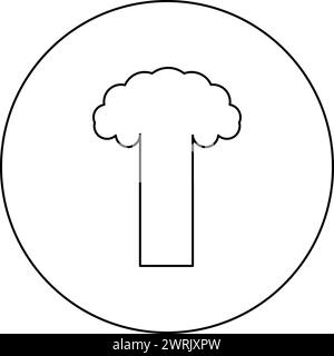 Nuclear explosion burst mushroom explosive destruction icon in circle round black color vector illustration image outline contour line thin style Stock Vector