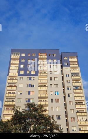 So called Wielka Pyta - Great Panel residential building in Goclaw area, subdistrict of Praga-Poludnie, Warsaw city, Poland Stock Photo