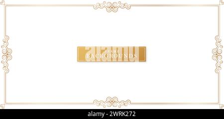Vector illustration Elegant golden border and frame on isolated white backgrounds for place for text, luxury invitation, certificate of completion Stock Vector