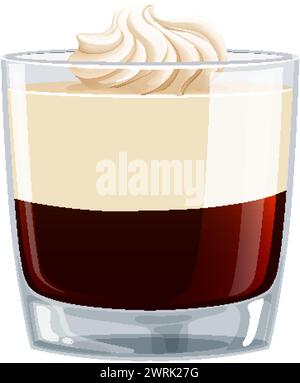 Vector graphic of a layered coffee drink in a glass Stock Vector