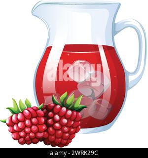 Vector illustration of a pitcher with raspberry juice Stock Vector