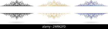 Vector set of ornamental border for design template. Elegant element design in Eastern style, place for text. Lace illustration for invitations Stock Vector