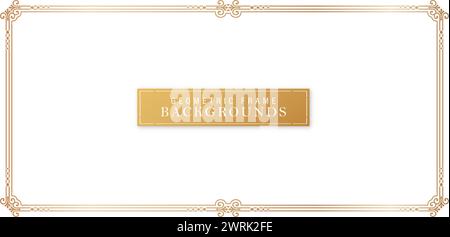 gold frame rectangle rounded corner elegant ornaments vector templates isolated background for luxury invitation, certificate of completion templates Stock Vector