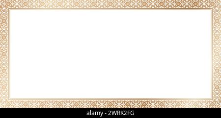 Rectangle Ornamental border frame in Victorian style. Elegantly element for design in Eastern style, place for text. Floral golden border Stock Vector