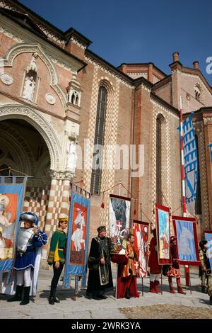 Traditional historical medieval parade of the Palio of Asti in Piedmont, Italy Stock Photo