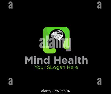 puzzle mental health logo designs for medical service Stock Vector