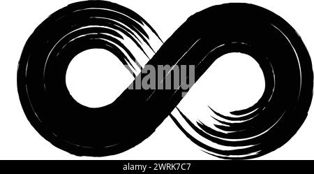 The black and white image of an infinity symbol is a representation of the endless possibilities and potential in life. The brush strokes and lines of Stock Vector
