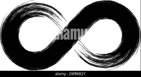 The black and white image of an infinity symbol is a representation of the endless possibilities and potential in life. The brush strokes and lines of Stock Vector