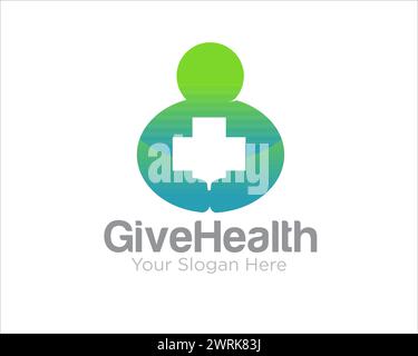 give health care to people medical service logo Stock Vector