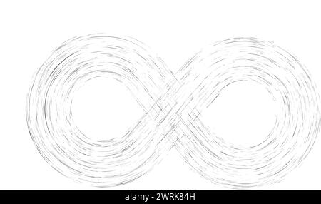 The black and white image of an infinity symbol is a representation of the endless possibilities and potential in life. The brush strokes and lines of Stock Vector