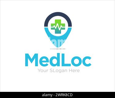 medical map logo designs for online search health location Stock Vector