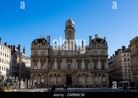 Façade côté Place des Terreaux de l’Hôtel de Ville de Lyon Stock Photo