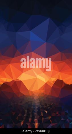 Vector Low poly abstract blue and orange background, trendy, geometric, business luxury polygonal wallpaper, triangle modern style poster Stock Vector