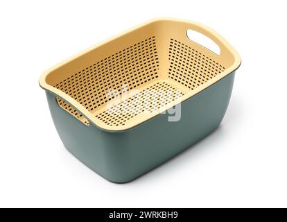 Empty plastic fruit or bread basket on white background Stock Photo